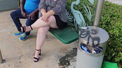 I Lifted My Mini Skirt And Opened My Legs For A Stranger At The Bus Stop To Rub My Pussy Through My Panty - hclips.com - Usa - American